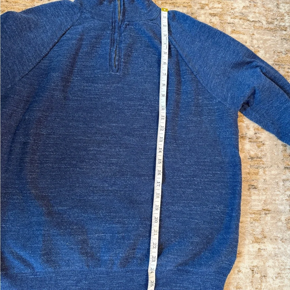 J. Crew Men's 1/4 Zip Sweatshirt in Blue 100% Cotton